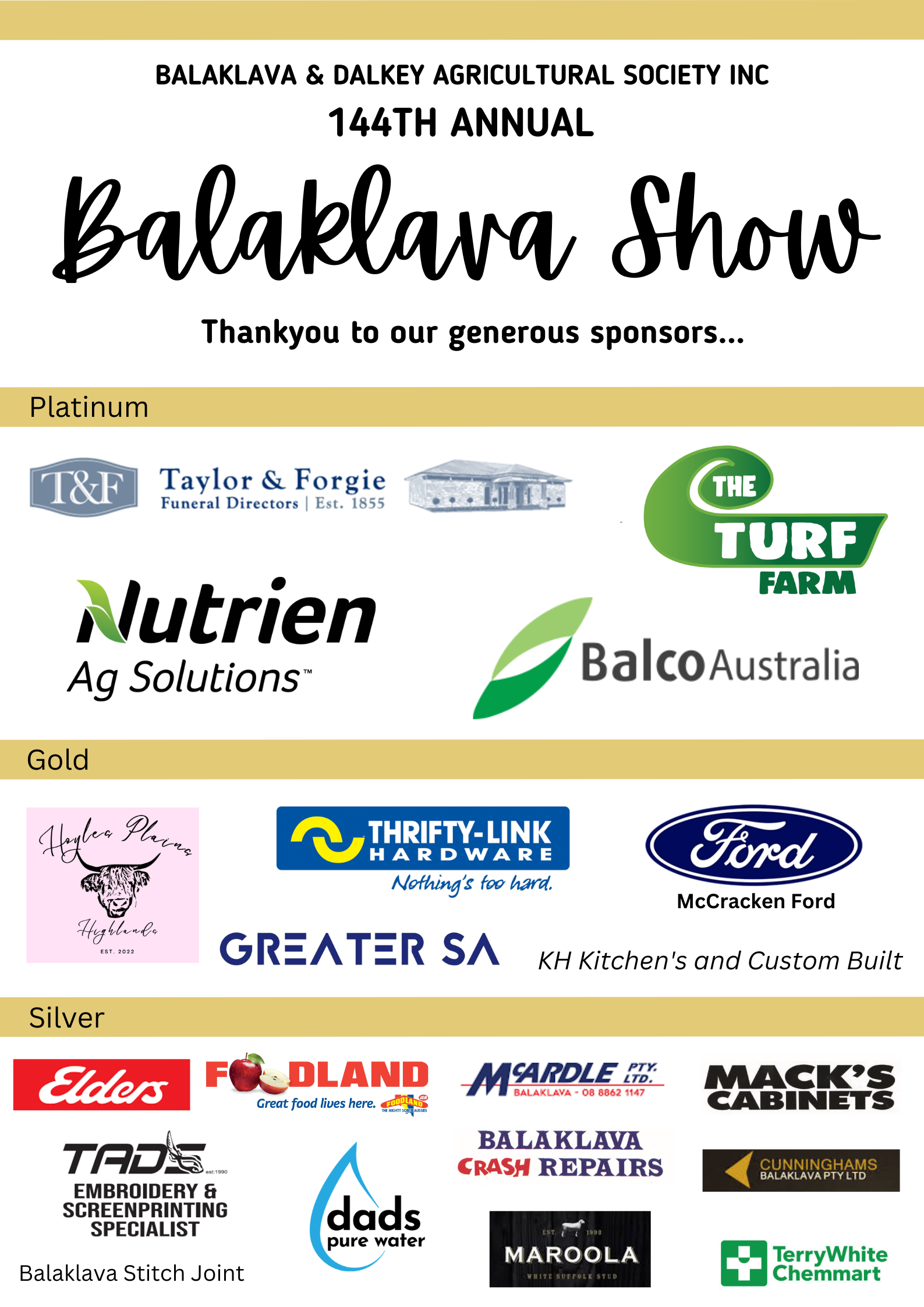 2024 Balaklava Show Sponsors Poster